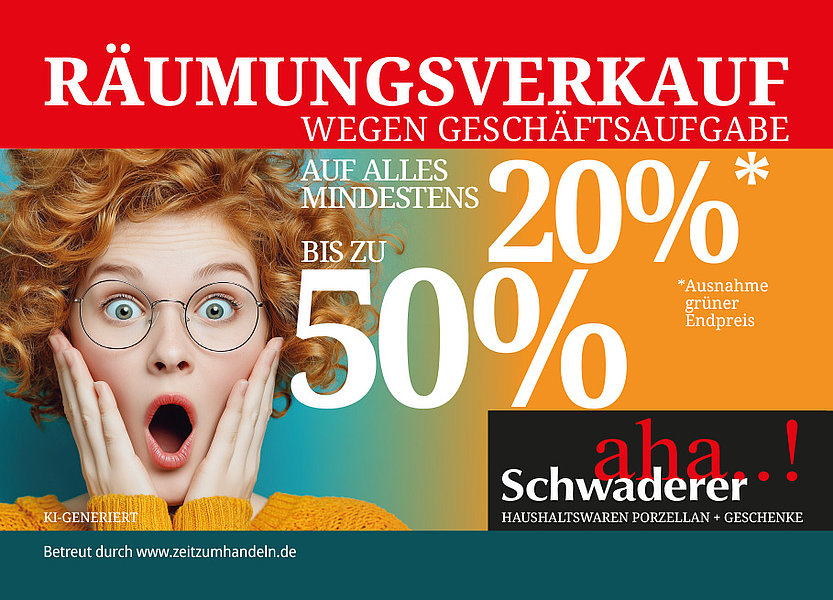 Räumungsverkauf - alles mindestens 20% bis zu 50%